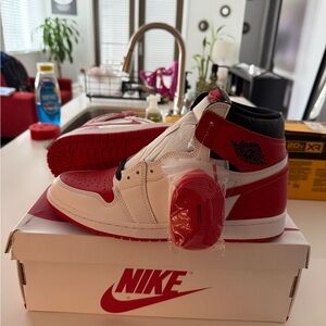 Nike Red and White High-Top Sneakers
